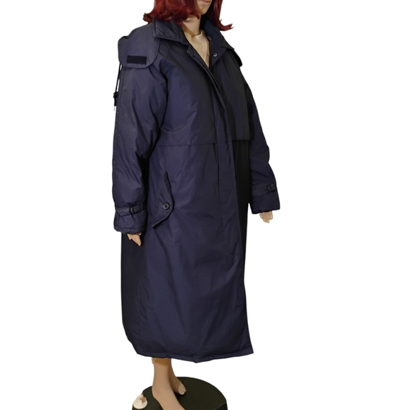 Gander Mountain Women's Dark Blue Down And Flannel Trench Coat Size Medium - Picture 2 of 11